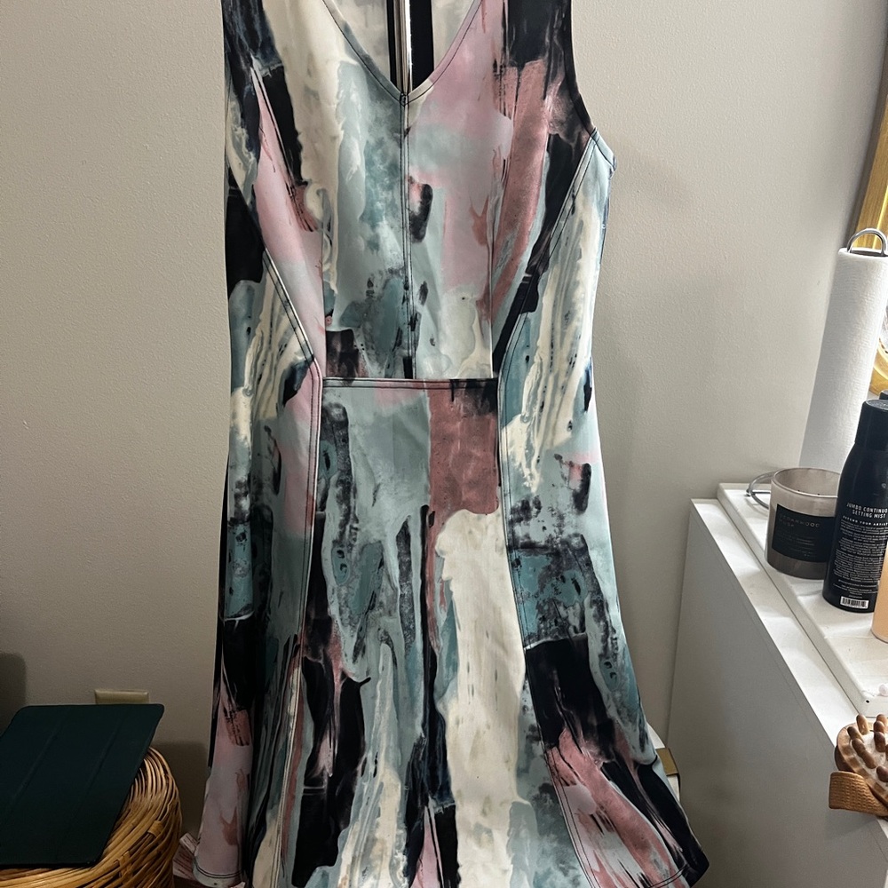 Abstract Print Sleeveless Dress
